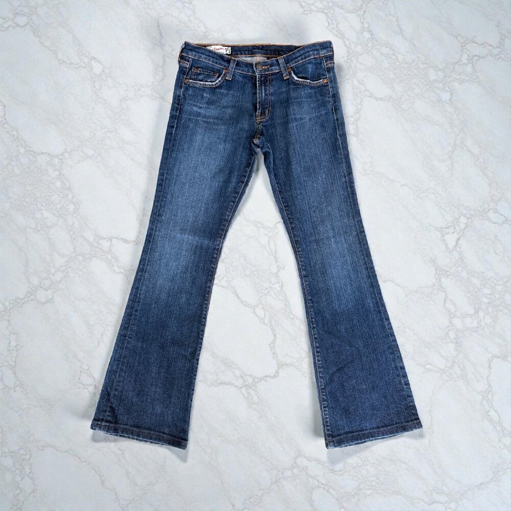 Red Engine Bootcut Jeans Size 28 Dark Wash Low Rise Stretch Denim